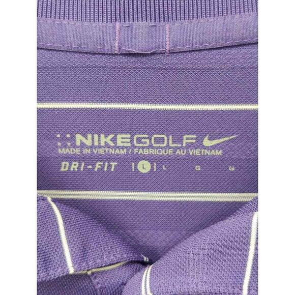 Nike Golf Dri-Fit purple stripe golf polo in size large - Picture 4 of 5